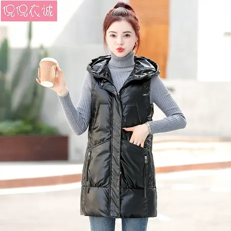 2023年秋冬新款羽绒棉马甲女中长款亮面背心坎肩外穿马夹无袖外套商品大图