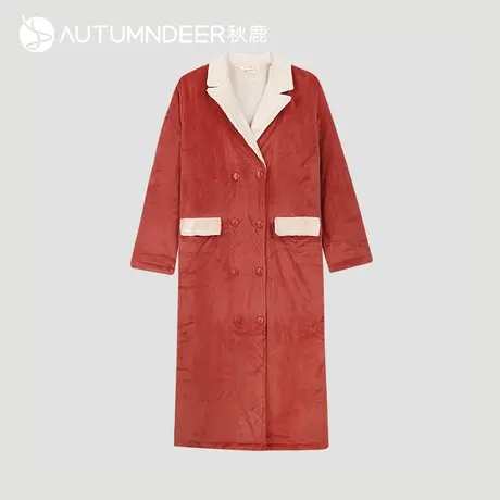 【商场同款】秋鹿珊瑚绒睡袍冬季女款浴袍秋冬款晨袍过膝长款2724商品大图