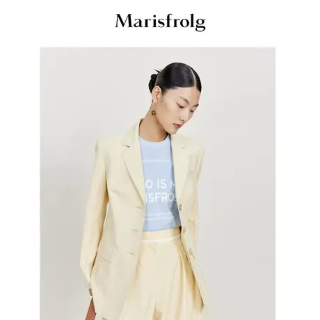 【纯棉】玛丝菲尔春季新款晴空蓝色休闲短袖T恤上衣商品大图