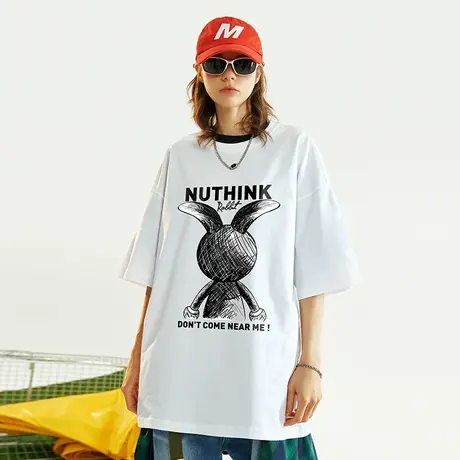 Nuthink美式街头西海岸宽松潮流兔子t恤男短袖潮牌大码男款上衣潮商品大图