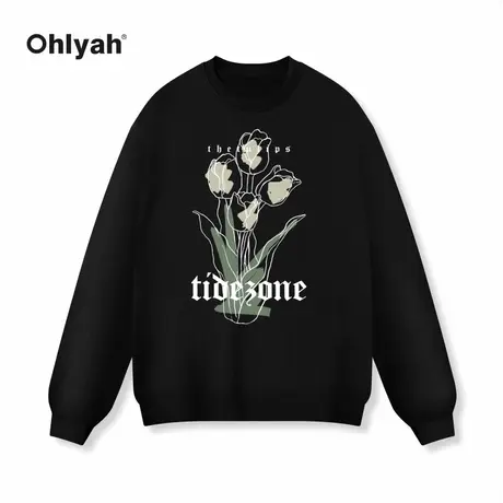 Ohlyah大码卫衣男春秋款潮流套头花卉字母韩版学生外套班服定制图片