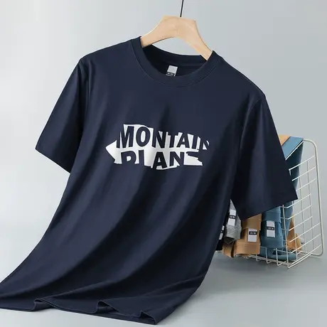 重磅纯棉短袖t恤男美式潮流宽松上衣服夏季印花圆领体恤全棉半袖商品大图