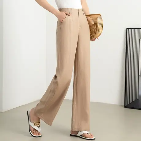 冰丝阔腿裤女2023新款夏季薄款休闲天丝裤子宽松亚麻女裤夏直筒裤商品大图