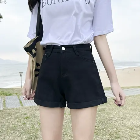 牛仔短裤女2023新款夏高腰显瘦阔腿宽松a字大码热裤潮ins夏天薄款商品大图