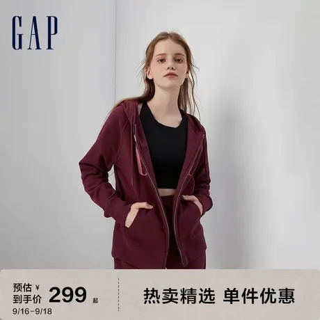 Gap女装秋季2023新款LOGO运动碳素软磨抓绒卫衣809239休闲连帽衫图片