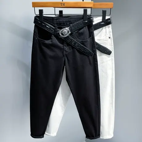 夏季新款潮牌黑色牛仔裤男直筒宽松男士休闲长裤子男百搭弹力学生商品大图