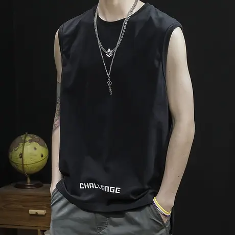 纯棉t恤背心男夏季宽松坎肩男士无袖短袖运动健身篮球ins潮牌大码图片