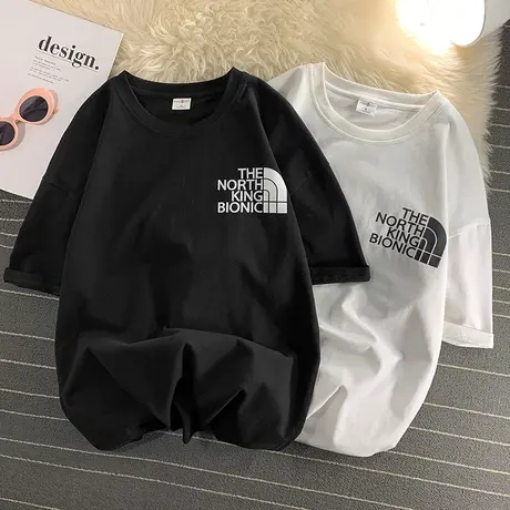 夏季薄款潮牌纯棉男士短袖T恤衫潮流百搭帅气2023新款打底上衣服商品大图