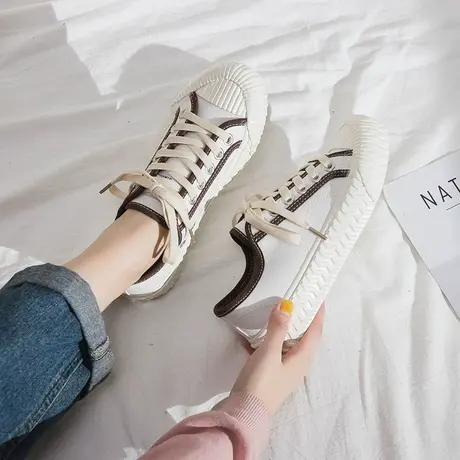 2020潮鞋子女ins饼干帆布鞋女焦糖韩版学生街拍复古港味板鞋春夏商品大图