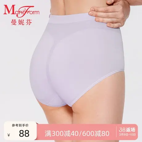 曼妮芬高腰低脚大码抗菌纯棉内裆短裤女舒适内裤女生底裤20710508商品大图