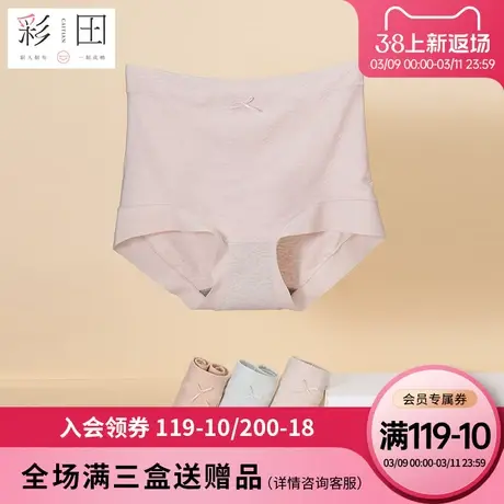 彩田女士内裤夏季新款棉莫混纺高腰微收腹纯色蝴蝶结抗菌裆三角裤图片