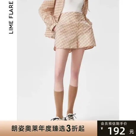 朗姿莱茵2023宽松运动风印花短裤女夏季新款设计感小众透气休闲裤商品大图