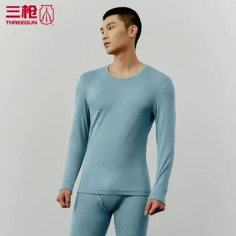 三枪打底衫男大码恒暖薄绒圆领男士秋衣热力弹加肥加宽冬季24163商品大图