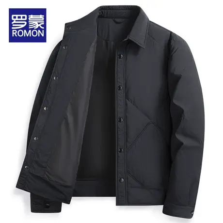 罗蒙男士翻领羽绒服男2023冬季新款中年爸爸装保暖休闲干部装外套图片