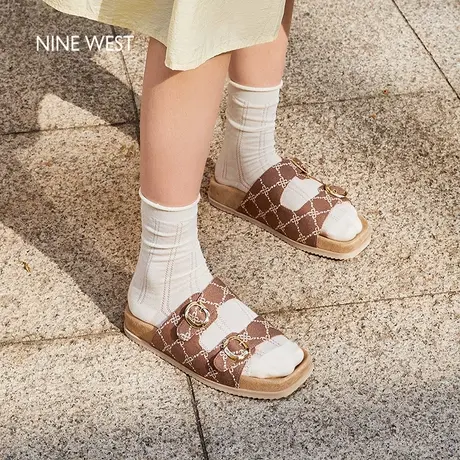 Nine West/玖熙勃肯拖鞋女2025夏季新款复古老钱风外穿沙滩凉拖图片