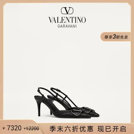 [季末优惠]华伦天奴VALENTINO女士 SIGNATURE 山羊皮后系带高跟鞋图片