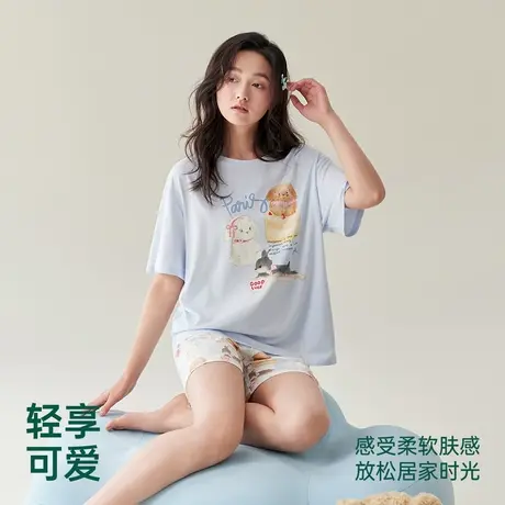 【胡可推荐】安之伴睡衣女夏季2025新款纯棉甜美卡通宽松家居服商品大图