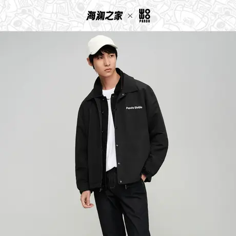 HLA/海澜之家panda wowo熊猫时尚夹克2023秋季新款翻领外套男图片