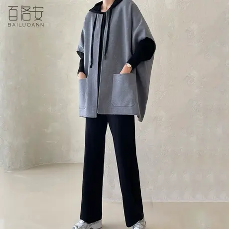 百洛安洋气口袋针织马甲背心女秋季新款大码宽松休闲叠搭开衫上衣图片