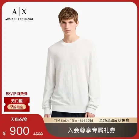 ARMANI EXCHANGE/阿玛尼男士纯色内搭圆领长袖打底套头针织衫官方商品大图