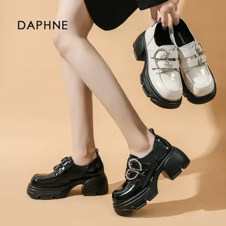 Daphne/达芙妮2025夏季新款厚底乐福鞋女真皮女鞋增高英伦小皮鞋图片