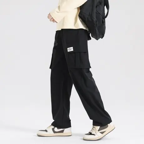 日系纯棉工装裤男春秋新款潮牌宽松阔腿休闲裤高街多口袋直筒裤子商品大图