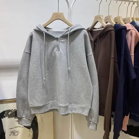 薄款连帽卫衣女秋季宽松百搭韩版修身运动休闲上衣外套闺蜜装潮商品大图