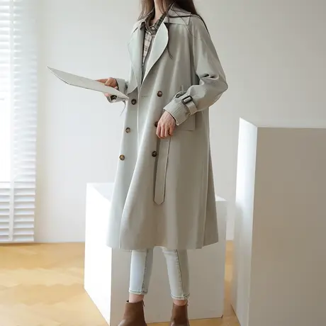 【清仓仅需99元】风衣女中长款过膝气质英伦风宽松女装外套春秋季图片