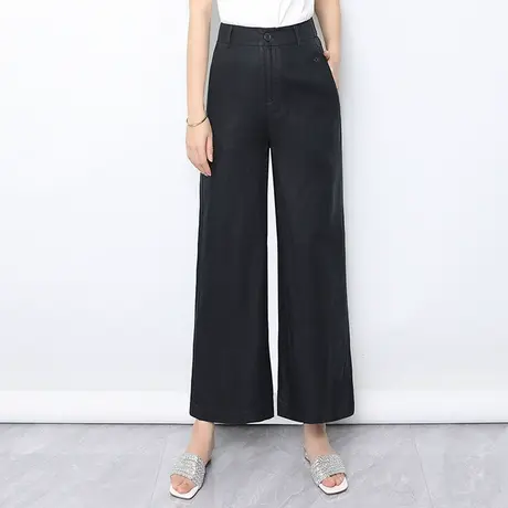 时尚小个子九分阔腿裤女夏季2025新款垂感通勤休闲裤显瘦直筒裤子图片