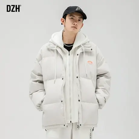 男生日系连帽假两件棉服男冬季加厚情侣棉衣外套2023年新款面包服商品大图