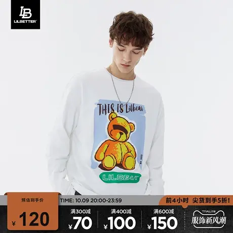 Lilbetter长袖t恤男圆领印花衣服2023新款体恤春季男装潮牌打底衫图片