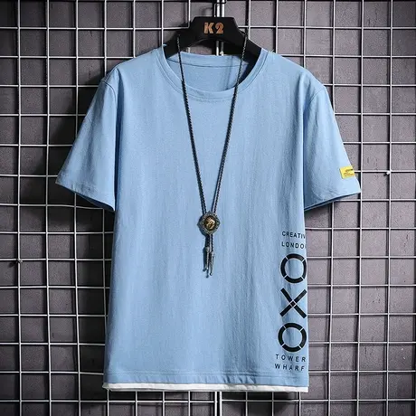 13纯棉短袖t恤12-15岁帅气初中高中学生男孩14青少年大童宽松夏装商品大图