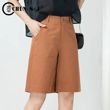 棉麻裤女夏薄款高腰a字短裤宽松休闲直筒中裤西装阔腿亚麻五分裤图片