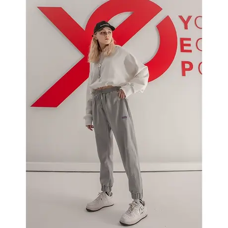 休闲裤子女春季新款韩版束脚显瘦直筒高腰宽松九分哈伦运动裤商品大图