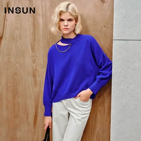 INSUN恩裳线上专选秋季镂空设计优雅羊毛针织衫商品大图