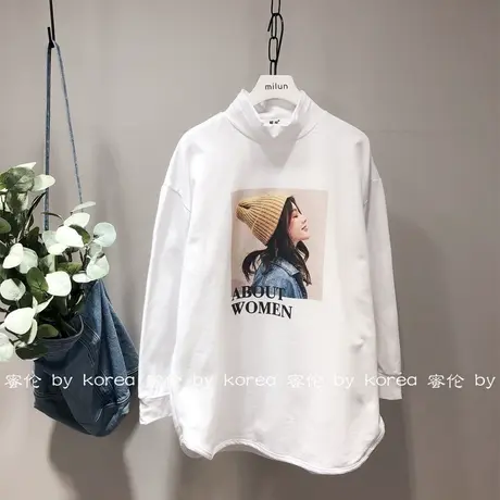 2020春秋冬韩国东大门潮头像磨毛加厚绒T恤打底衫大码欧洲站内搭图片