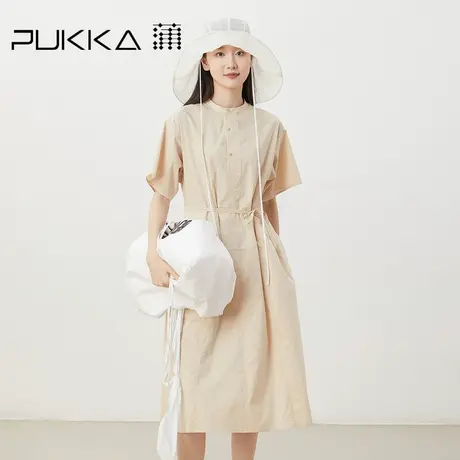 蒲PUKKA 原创设计女装2023夏季新品圆领显瘦新中式宽松型连衣裙图片