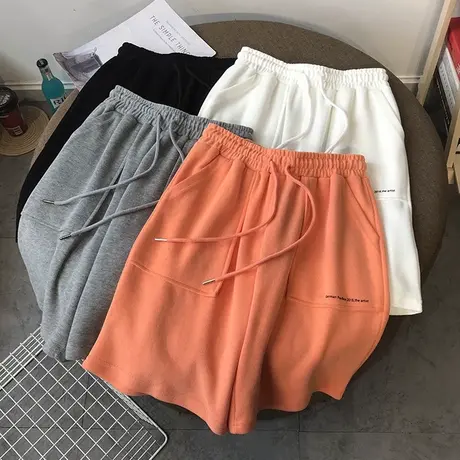 休闲运动五分短裤子女夏2025新款宽松直筒阔腿高腰抽绳薄款潮ins商品大图