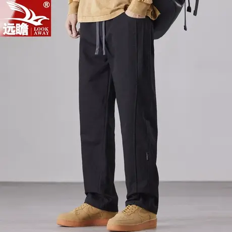 纯棉裤子男士春秋季2023新款直筒阔腿长裤男生潮牌宽松工装休闲裤商品大图