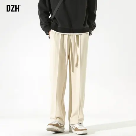 男士垂感休闲裤男春秋直筒裤小西裤男款2023新款卡其色长裤哈伦裤商品大图