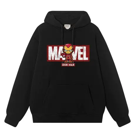漫威联名衣服蜘蛛侠钢铁侠复仇者联盟周边卫衣男连帽秋冬加绒外套图片