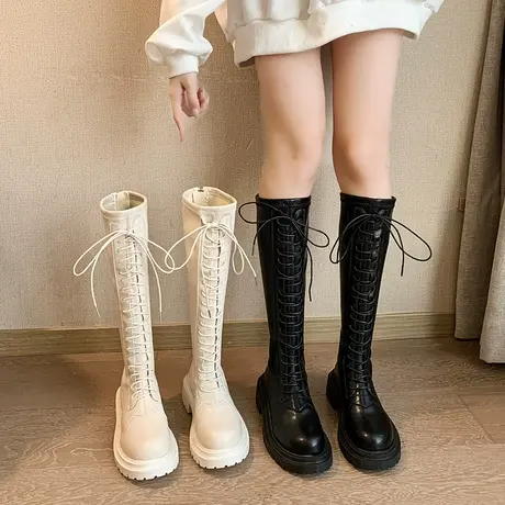 骑士靴女2024秋冬新款长筒靴厚底长靴粗腿大筒围高筒靴不过膝靴子商品大图