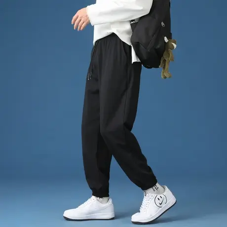 秋冬季男士大码运动裤宽松束脚加绒胖子休闲卫裤加肥加大码男裤潮商品大图