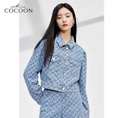 missCOCOON时尚上衣女春装2022新款炸街辣妹小众印花牛仔短外套商品大图