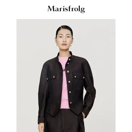 【商场同款】玛丝菲尔2023年夏装新款粉色纯羊毛半袖针织衫上衣商品大图