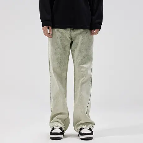 美式微喇牛仔裤男直筒潮牌宽松长裤春秋季水洗做旧休闲阔腿拖地裤商品大图