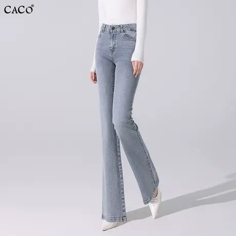 微喇牛仔裤女长裤时尚高腰修身显瘦提臀喇叭裤蓝灰色塑身喇叭裤商品大图