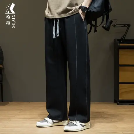 希越美式休闲卫裤男2024春季潮牌百搭直筒裤宽松大码男士运动长裤商品大图