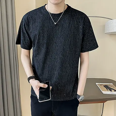 短袖T恤男夏季新款潮流纯色休闲上衣ins高级感宽松个性半袖T恤潮商品大图