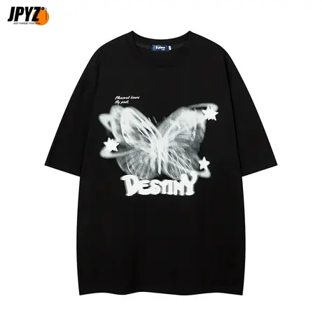 蝴蝶印花短袖t恤男夏季男生体恤纯棉男士半袖男款衣服恤2023新款t商品大图